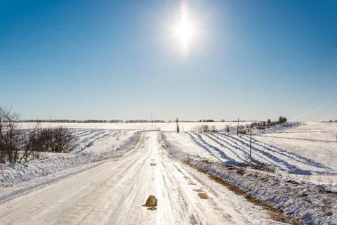 Snow-covered road Stock Photos