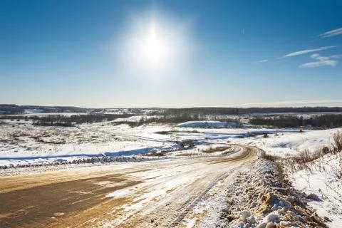 Snow-covered road Stock Photos