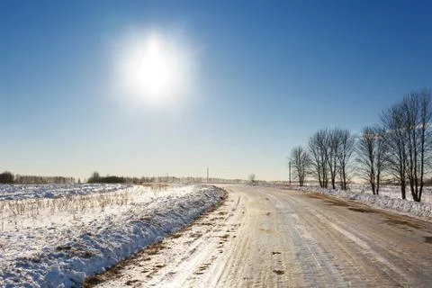 Snow-covered road Stock Photos