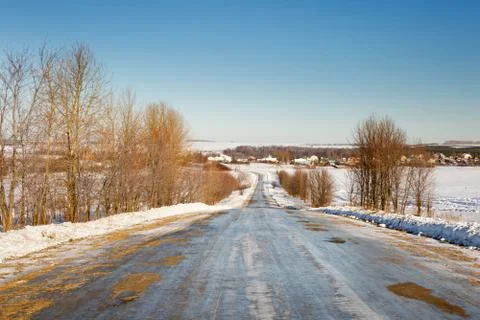 Snow-covered road Foto stock