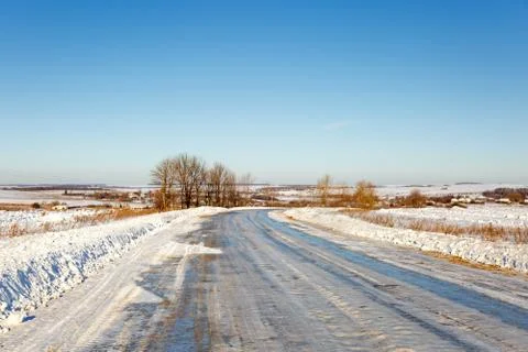 Snow-covered road Stock Photos