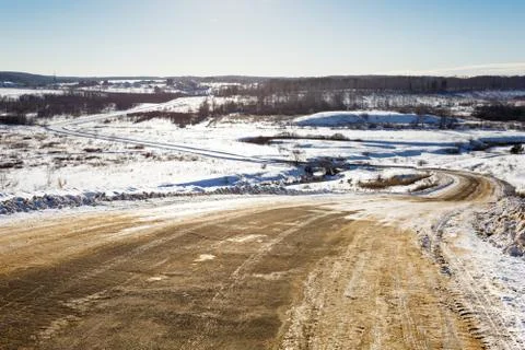 Snow-covered road Stock Photos