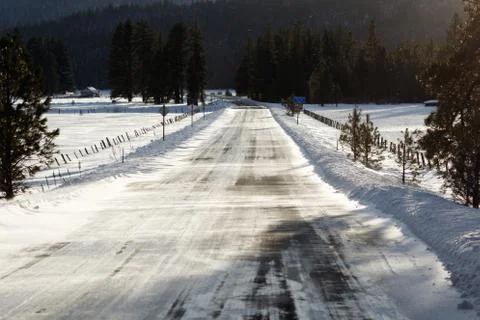 Snow covered road Stock Photos
