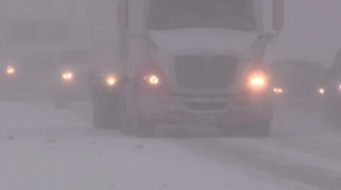 Snow covered roads and traffic Stock Footage 45722407