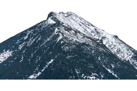 Snow-covered rock on white background. Isolated object. Stock Photos
