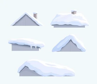 Snow Covered Roofs and Winter Houses Collection Stock Illustration