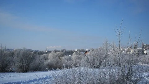 Snow covered rural view Stock Footage 100849335