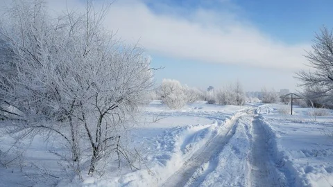 Snow covered rural view Stock Footage 100850072