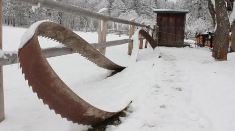 Snow covered saw Video stock 60611101