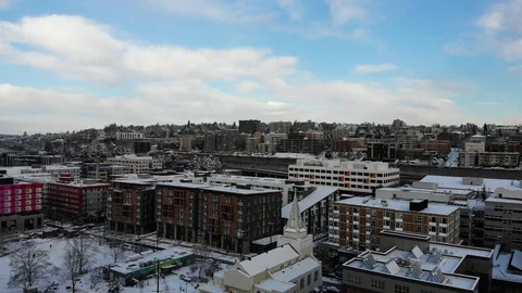 Snow Covered Seattle Downtown Stock Footage