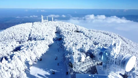 Snow-covered ski slope at Monte Amiata Stock Footage 232922546