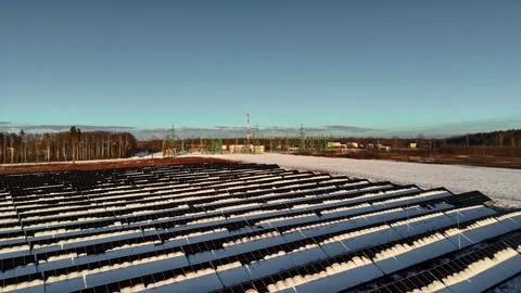Snow covered solar array Stock Footage 331215009
