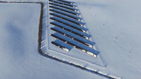 Snow Covered Solar Panels in Winter Conditions Stock Footage 328745610