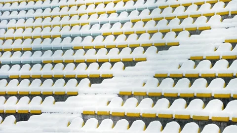Snow-Covered Stadium Seats in Winter 스톡 동영상 314197331
