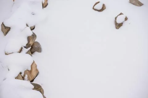 Snow covered stone floor copyspace Stock Photos