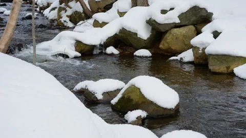 Snow covered stream Stock Footage 329200204