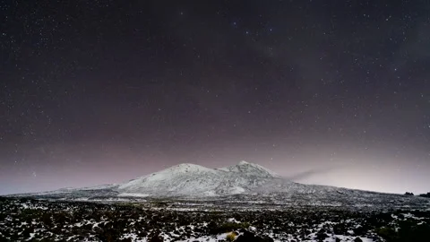 Snow-Covered Teide and Pico Viejo Moonlit 4K Timelapse Vidéo 323852452