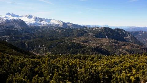 Snow-covered on top of a mountain in Austria, Hallstattersee Stock Photos