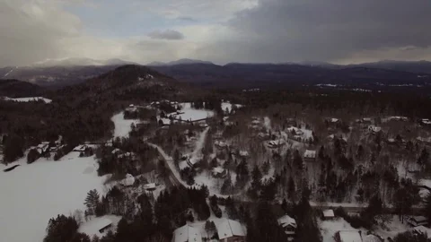 Snow-covered town in the Adirondacks Stock Footage 79497239