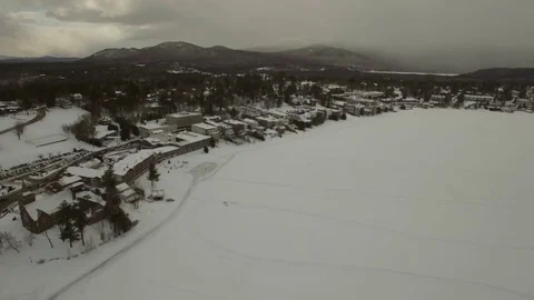 Snow-covered town in the Adirondacks Stock Footage 79497290