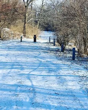 Snow covered trail Stock Photos