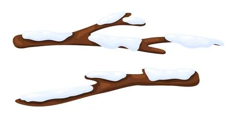 Snow Covered Tree Branches Isolated on White Background Stock Illustration