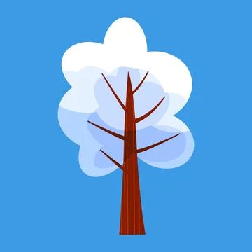 Snow covered tree, cartoon flat style Stock Illustration