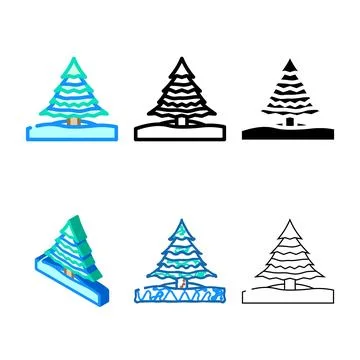 Snow covered tree range winter season color icon vector Stock Illustration