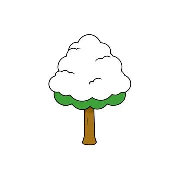 Snow Covered Tree Winter Landscape Vector Illustration for Seasonal Designs Stock-Illustration