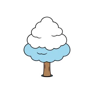 Snow Covered Tree Winter Landscape Vector Illustration for Seasonal Designs Illustrazione stock