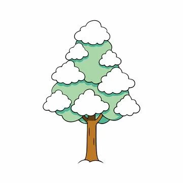 Snow Covered Tree Winter Landscape Vector Illustration for Seasonal Designs Illustrazione stock
