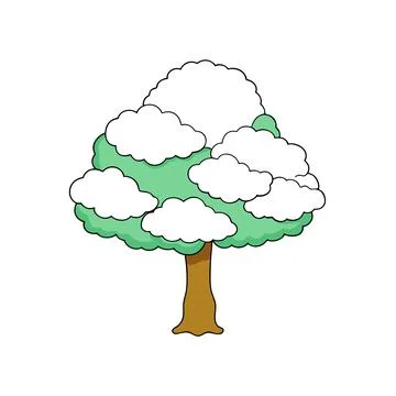 Snow Covered Tree Winter Landscape Vector Illustration for Seasonal Designs Stock-Illustration