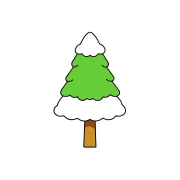 Snow Covered Tree Winter Landscape Vector Illustration for Seasonal Designs Stock Illustration