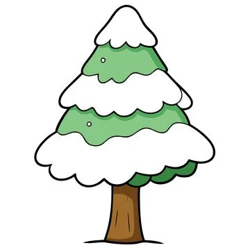 Snow Covered Tree Winter Landscape Vector Illustration for Seasonal Designs Illustrazione stock