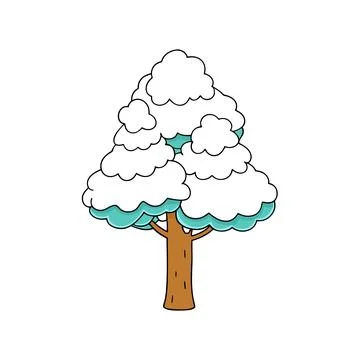 Snow Covered Tree Winter Landscape Vector Illustration for Seasonal Designs Illustrazione stock