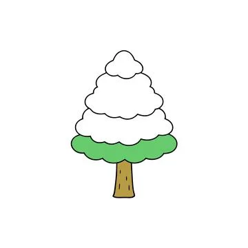 Snow Covered Tree Winter Landscape Vector Illustration for Seasonal Designs Illustrazione stock
