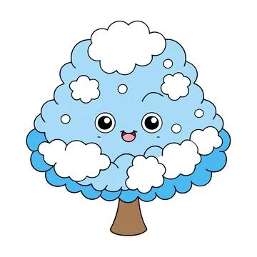 Snow Covered Tree Winter Landscape Vector Illustration for Seasonal Designs Illustrazione stock