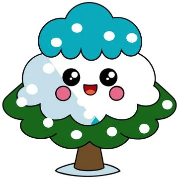 Snow Covered Tree Winter Landscape Vector Illustration for Seasonal Designs Illustrazione stock
