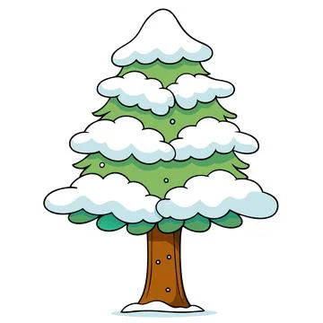 Snow Covered Tree Winter Landscape Vector Illustration for Seasonal Designs 스톡 일러스트