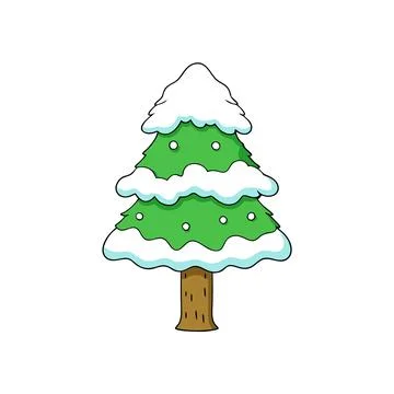 Snow Covered Tree Winter Landscape Vector Illustration for Seasonal Designs Illustrazione stock