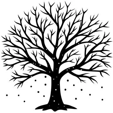 Snow Covered Tree Winter Landscape Vector Illustration for Seasonal Designs Illustrazione stock