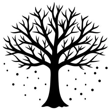 Snow Covered Tree Winter Landscape Vector Illustration for Seasonal Designs Illustrazione stock