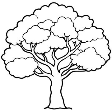 Snow Covered Tree Winter Landscape Vector Illustration for Seasonal Designs Illustrazione stock
