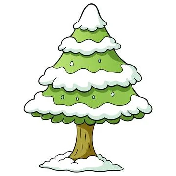 Snow Covered Tree Winter Landscape Vector Illustration for Seasonal Designs 스톡 일러스트