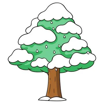 Snow Covered Tree Winter Landscape Vector Illustration for Seasonal Designs Stock Illustration