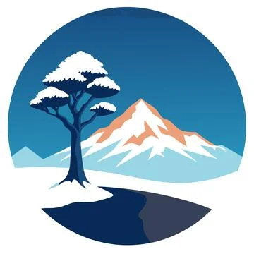 Snow Covered Tree Winter Landscape Vector Illustration for Seasonal Designs Illustrazione stock