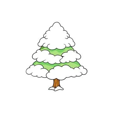 Snow Covered Tree Winter Landscape Vector Illustration for Seasonal Designs Illustrazione stock