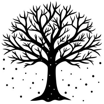 Snow Covered Tree Winter Landscape Vector Illustration for Seasonal Designs 스톡 일러스트