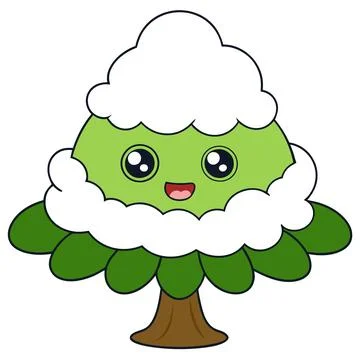 Snow Covered Tree Winter Landscape Vector Illustration for Seasonal Designs Illustrazione stock