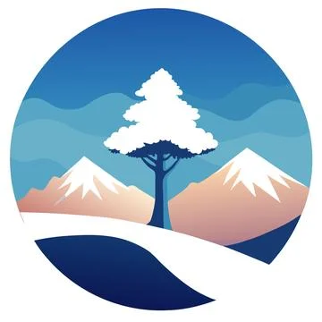 Snow Covered Tree Winter Landscape Vector Illustration for Seasonal Designs Illustrazione stock
